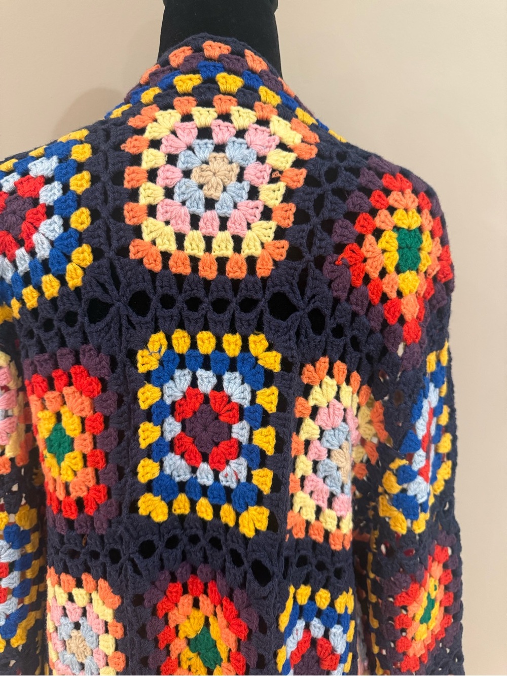 SAACHI Multicolor Crochet Granny-Square Long Cardigan - Picture 5 of 6